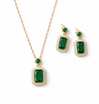 18K Emerald Royal Halskette + Ohrstecker Set