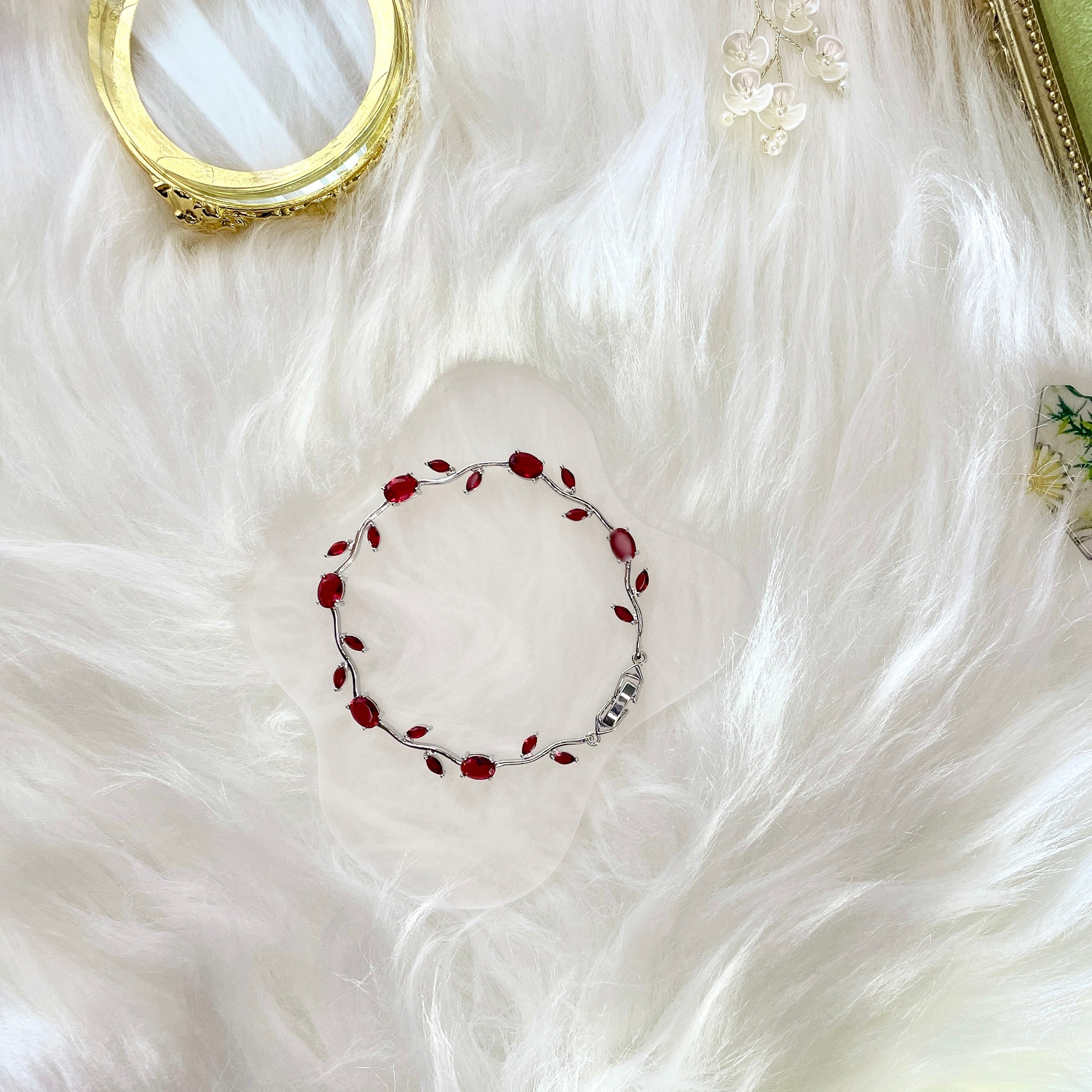 LALE Silber Rot Armkette