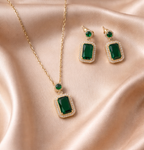 18K Emerald Royal Halskette + Ohrstecker Set