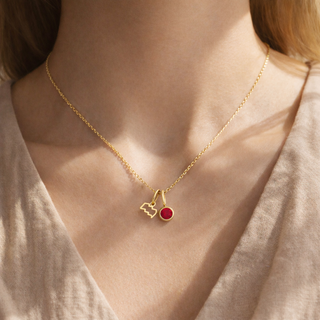 ZODIAC Aquarius Ametheyst Halskette 316L