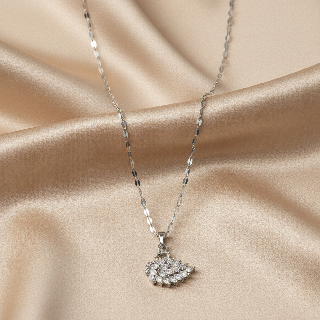 Swan Halskette Gold und Silber