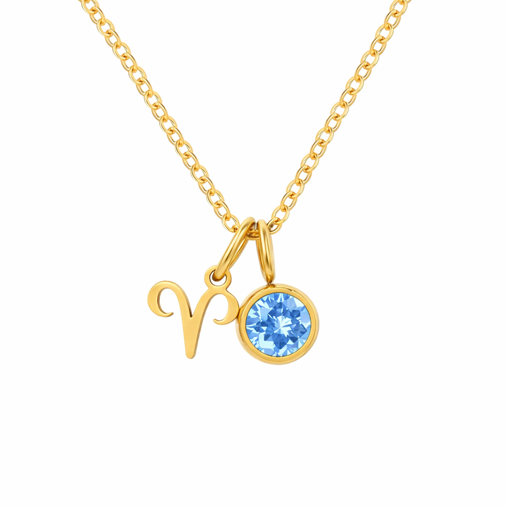 ZODIAC Aries Halskette mit Geburtsstein 316L