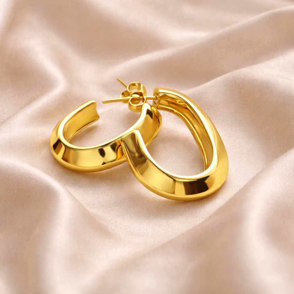Ohrstecker C-Form 18K gold und silber