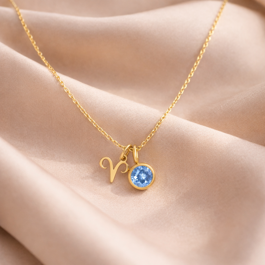 ZODIAC Aries Halskette mit Geburtsstein 316L