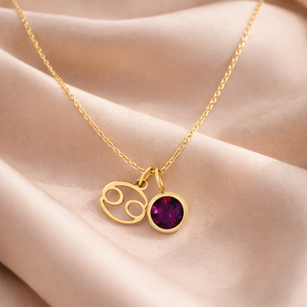 ZODIAC Cancer Halskette mit Geburtsstein 316L