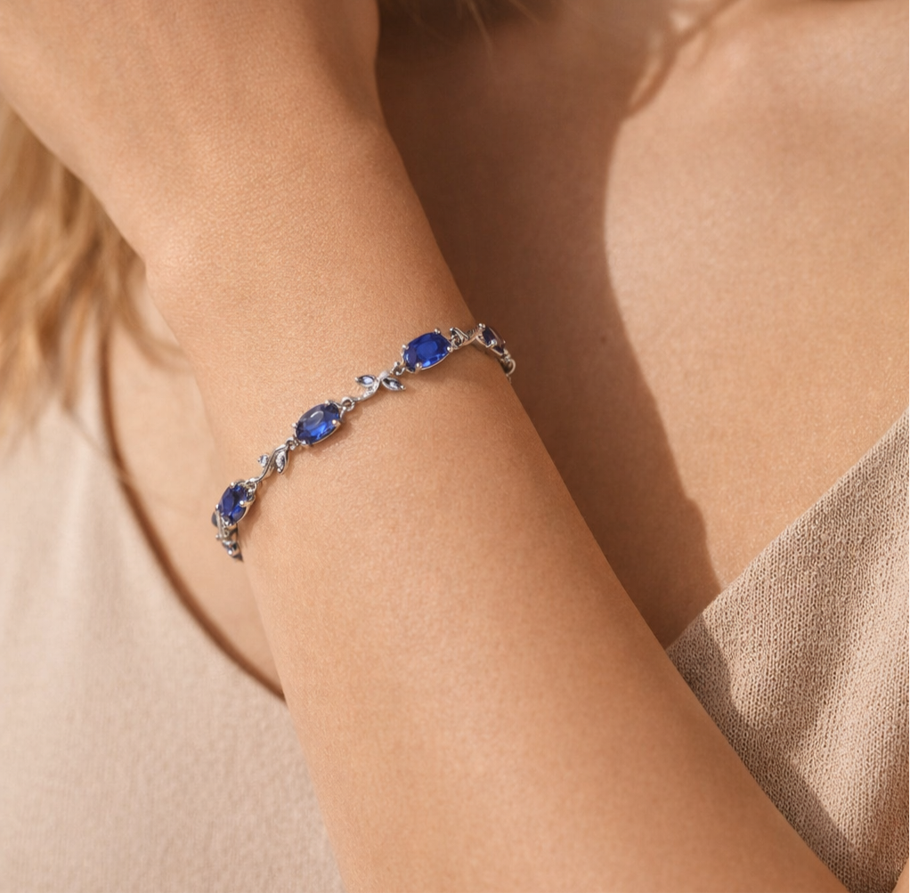 LALE Silber Blau Armkette