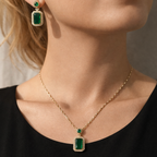 18K Emerald Royal Halskette + Ohrstecker Set