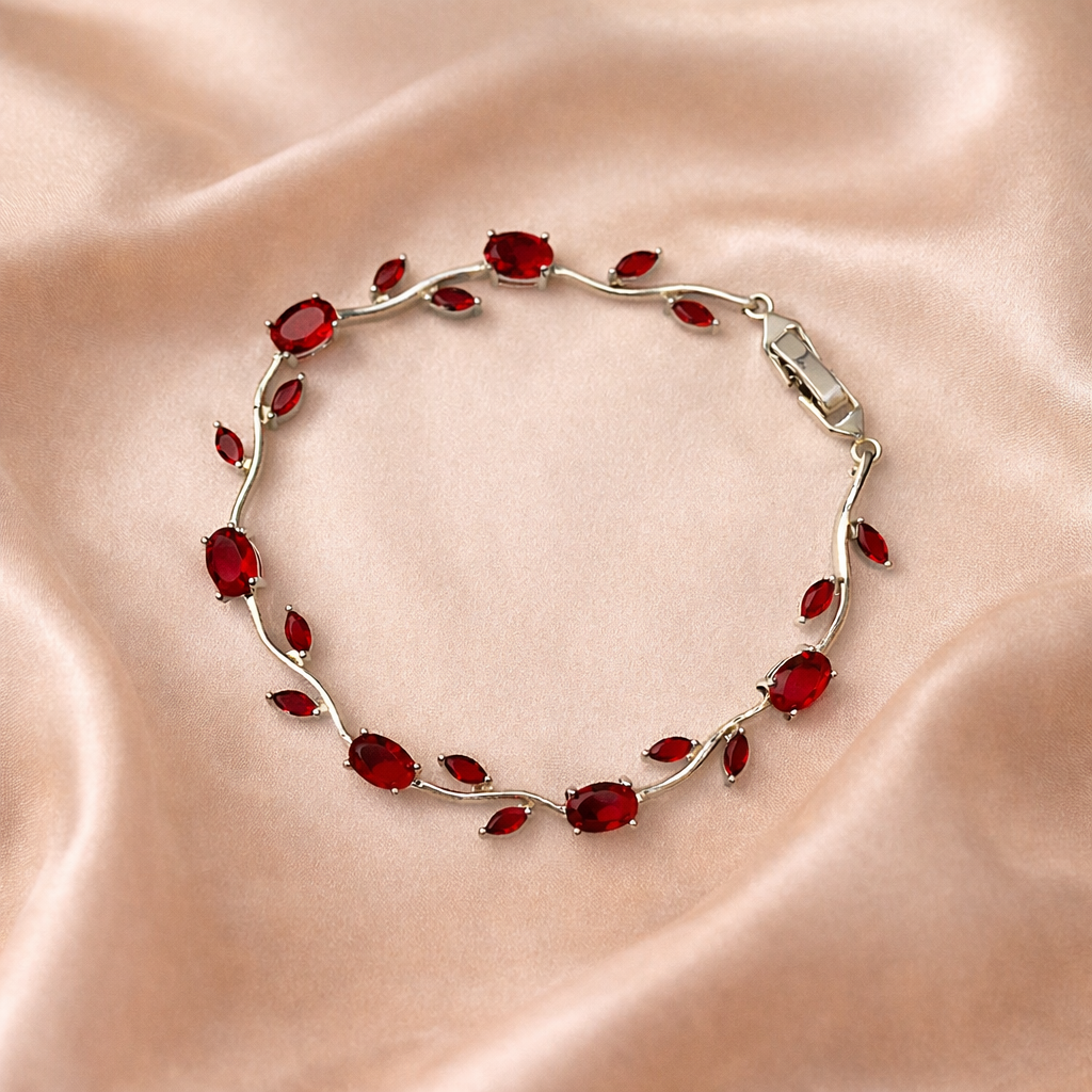 LALE Silber Rot Armkette